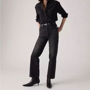 Levi's Premium Ribcage High Waist Ankle Straight Leg Jeans Black Size 27